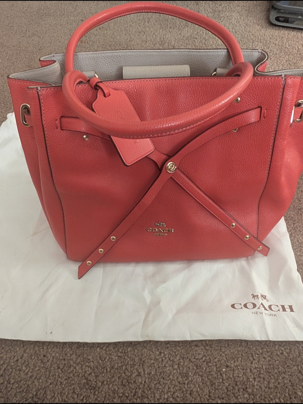 Coach Coral Pebbled Leather Tote - Coach - Rare